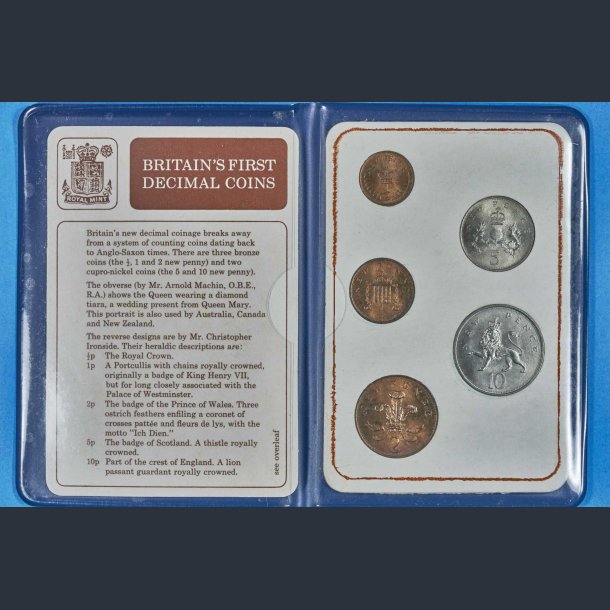 Britains first decimal coins - mntst m. 5 mnter