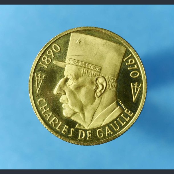 Charles De Gaulle 80 r, 9,5 gram guldmedalje