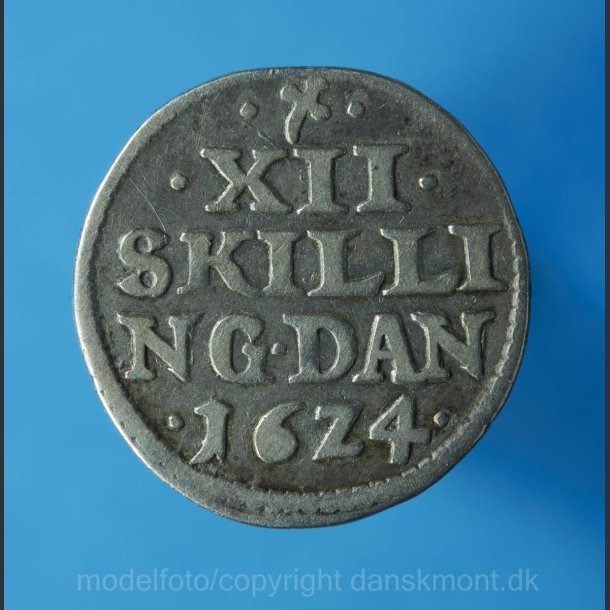 Chr.4. 12 skilling 1624-1625 nydelig