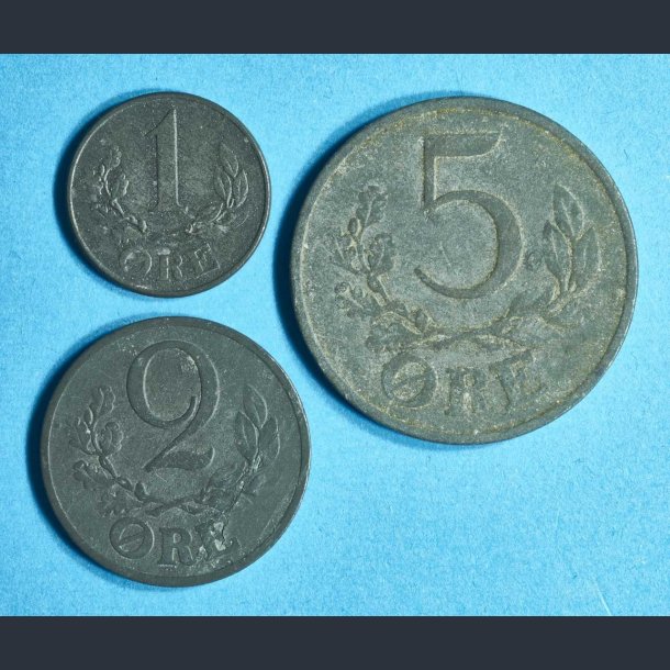 Danmark 1-2-5 re 1941-1947 i zink