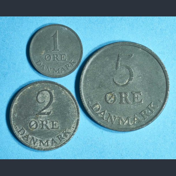 Danmark 1-2-5 re 1948-1972 i zink