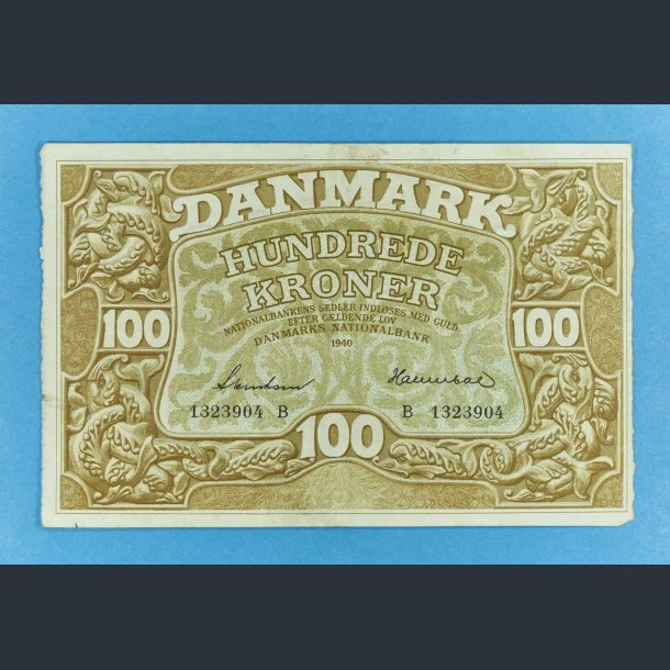 Danmark 100 kr. 1940 B kv. 1++ - Hannibal