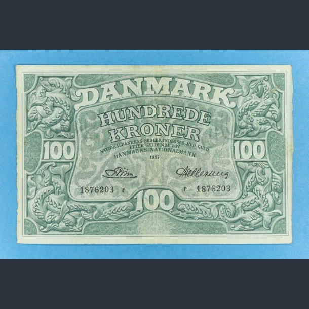 Danmark 100 kr. 1957 r kv. 1+ - Hellerung