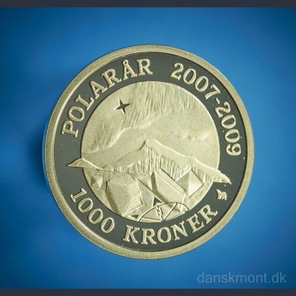 Danmark 1000 kr. 2009 guld "Nordlys" Polarmnt i skrin med certifikat