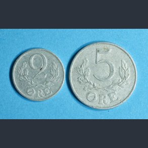 Danmark 2 og 5 �re 1941 i aluminium
