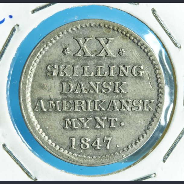 DVI Christian 8. 20 skilling 1847 - Smukt eksemplar