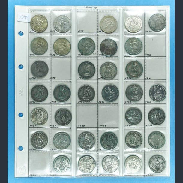 England 1 shilling samling 1915 - 1945 / GB 1 shilling collection