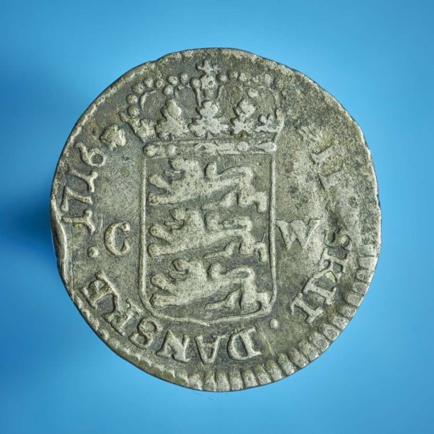 Frederik 4. 2 skilling 1714-1716 Gl&uuml;ckstad