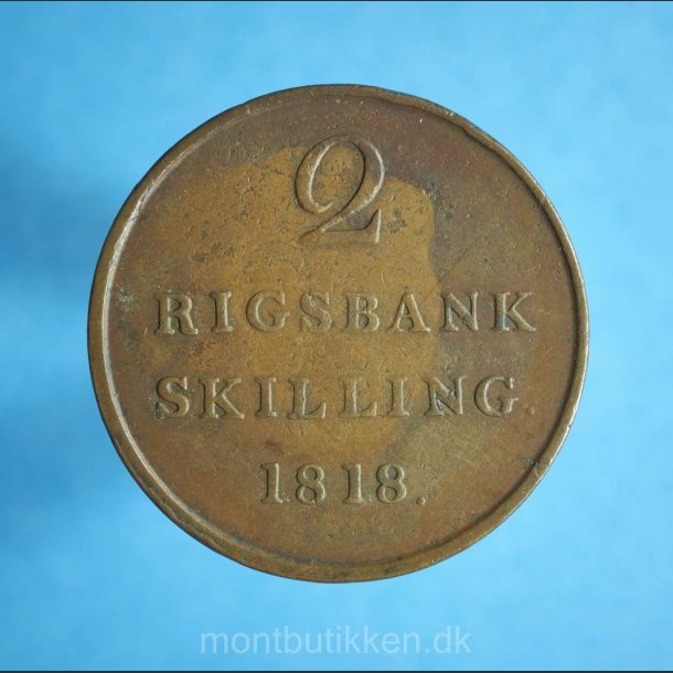 Frederik 6. 2 rigsbankskilling 1818