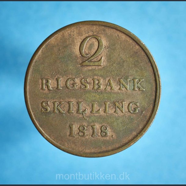 Frederik 6. 2 rigsbankskilling 1818