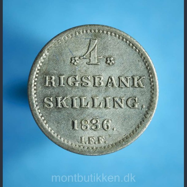 Frederik 6. 4 rigsbankskilling 1836 - Super eksemplar