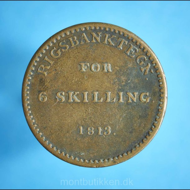 Frederik 6. 6 skilling 1813 - bedre eksemplar