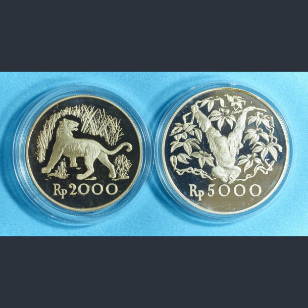 Indonesien 2000 og 5000 Rupiah 1974 - Sterlingslv