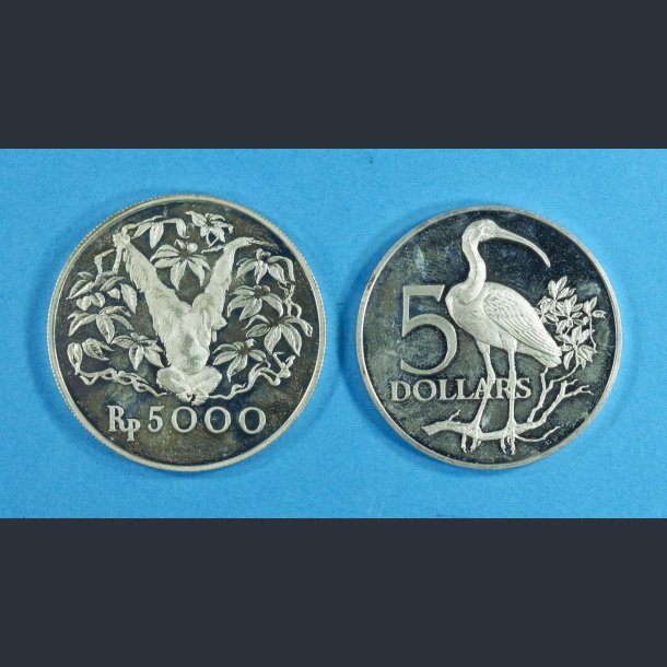 Indonesien 5 dollars og Trinidad og Tobago 5000 rupees