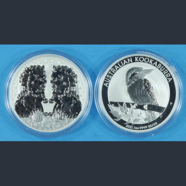 Kookaburra 2021 og Kina Lver 2020 1 oz - 2 stk. slvmnter