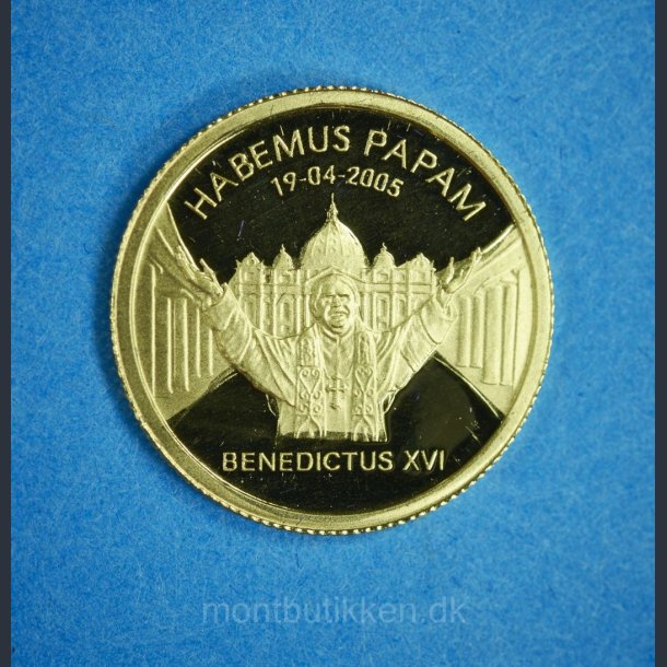 Liberia 25 dollars 2005 guld - Pave Benedikt