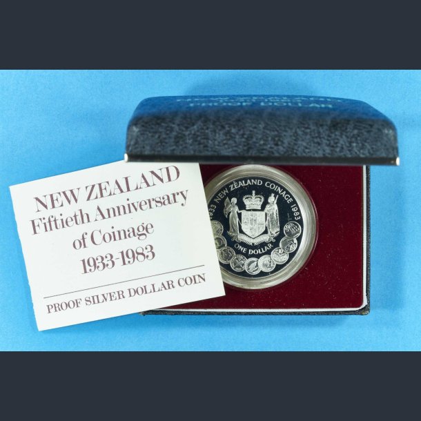 New Zealand slvdollar 1983 - 50 rs mnt jubilum i skrin