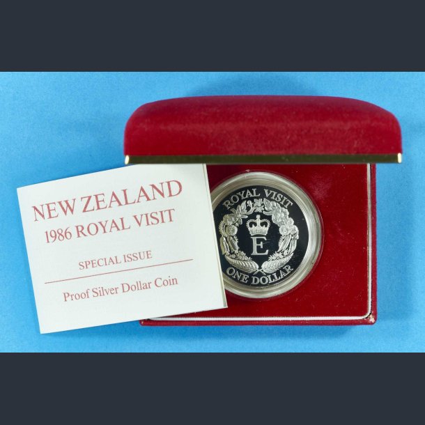 New Zealand slvdollar 1986 - Royal Visit i skrin