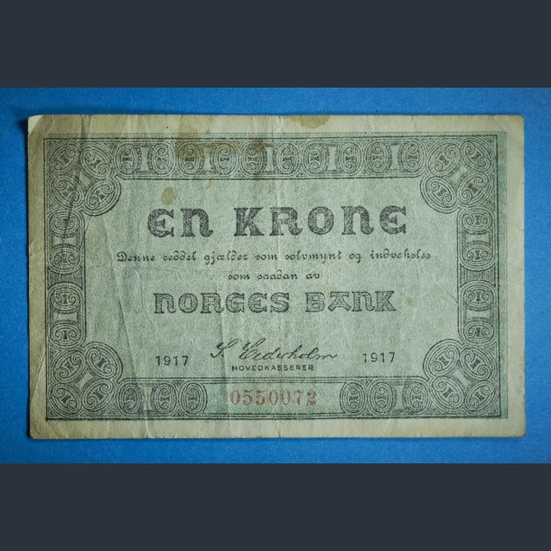 Norge 1 kr. sedel 1917 sirkulert