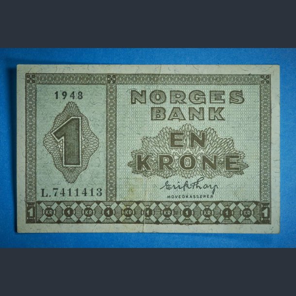 Norge 1 kr. sedel 1940-1950 pen