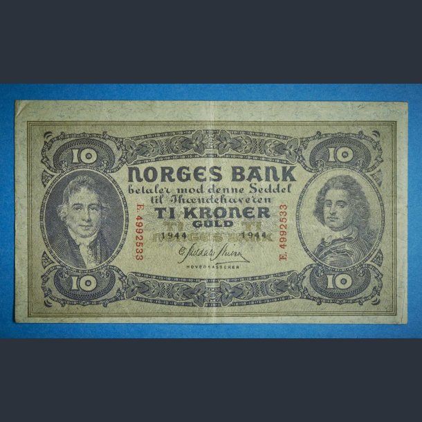 Norge 10 kr. 1944 - forskudt tryk