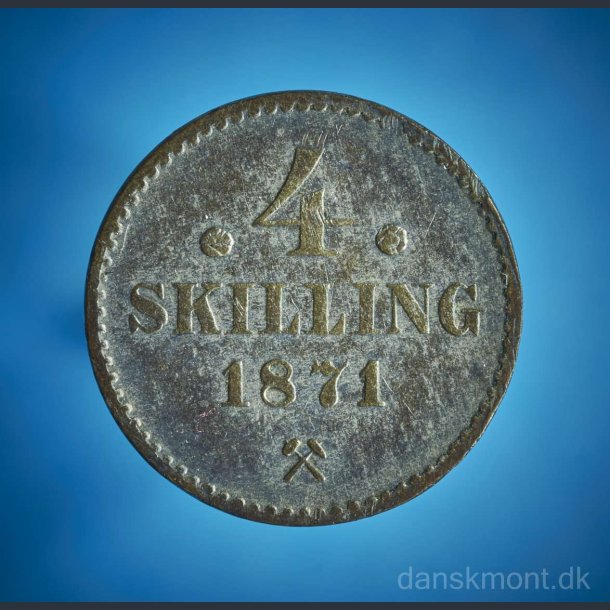 Norge 4 skilling 1871 / bedre eks.