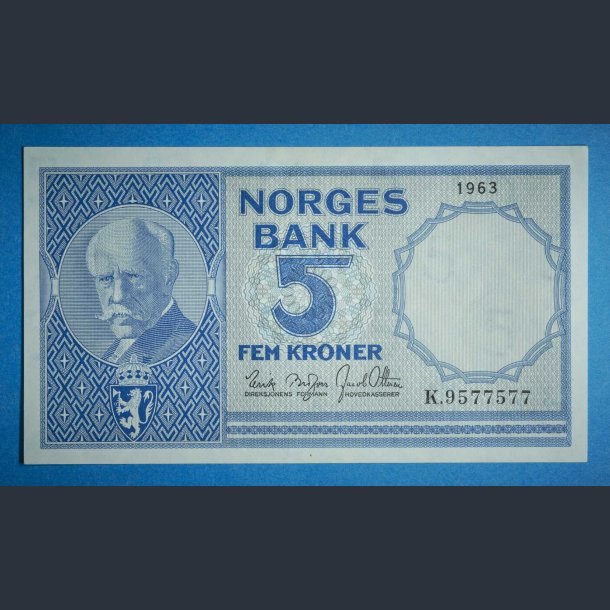 Norge 5 kr. 1963 aunc.