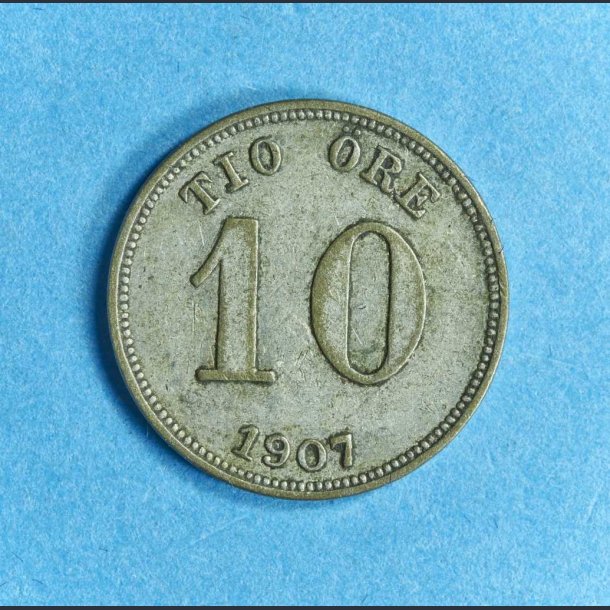 Sverige 10 re 1907 i slv - Oscar II