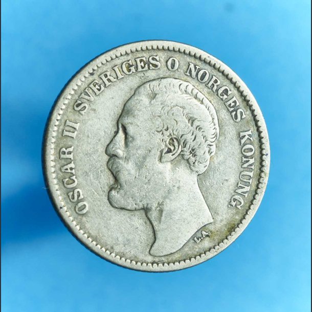 Sverige 2 krone 1876-1880 i slv - Oscar II