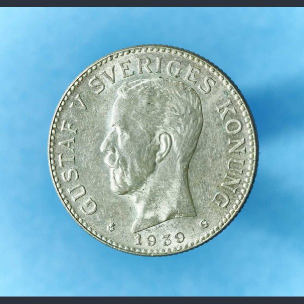 Sverige 2 krone 1910-1940 i slv - Gustaf V- Flot kvalitet