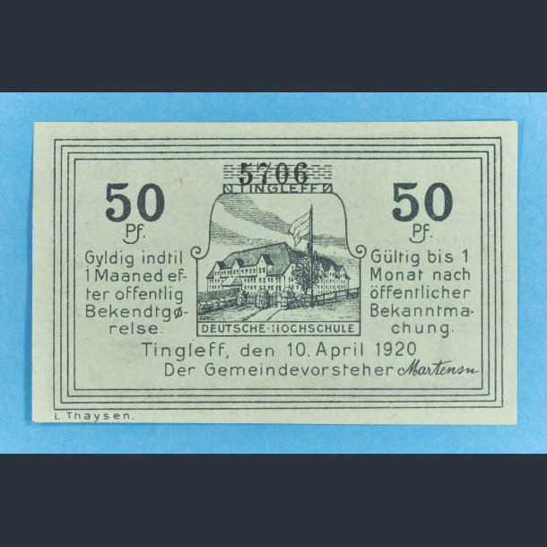 Tinglev 50 Pf. 1920