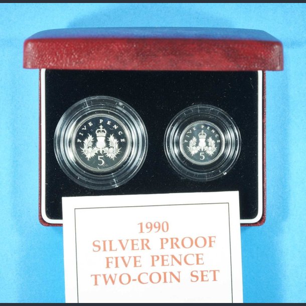 United Kingdom Silver Proof Five Pence two-coin set