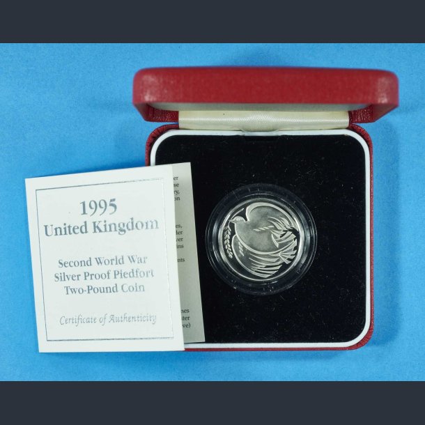 United Kingdom - Silver Proof Piedfort Peace Dove - 1995 Two Pound Coin med skrin og certifikat