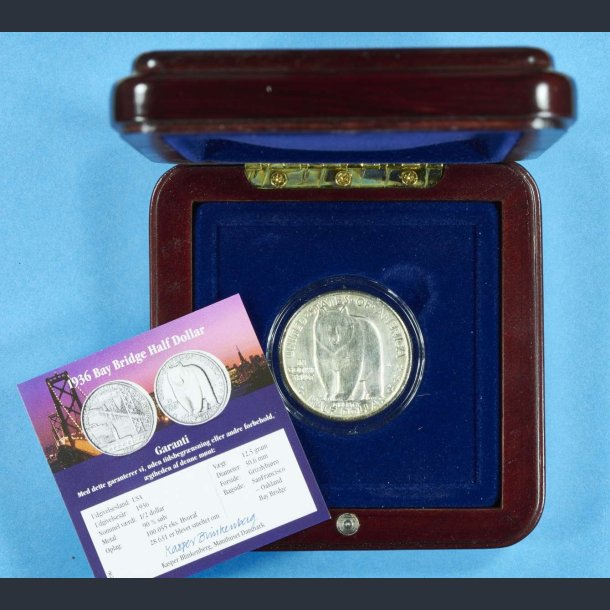 USA 1936 Bay Bridge Half Dollar - med skrin og certifikat