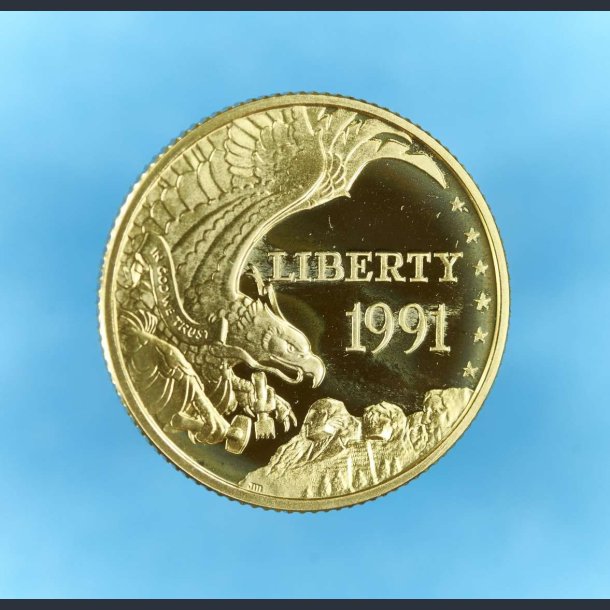 USA 5 dollars 1991 - 1/4 oz finguld - "Mount Rushmore Golden Anniversary"