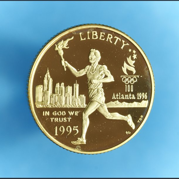 USA 5 dollars 1995 - 1/4 oz finguld -  "Olympics-Torch runner"