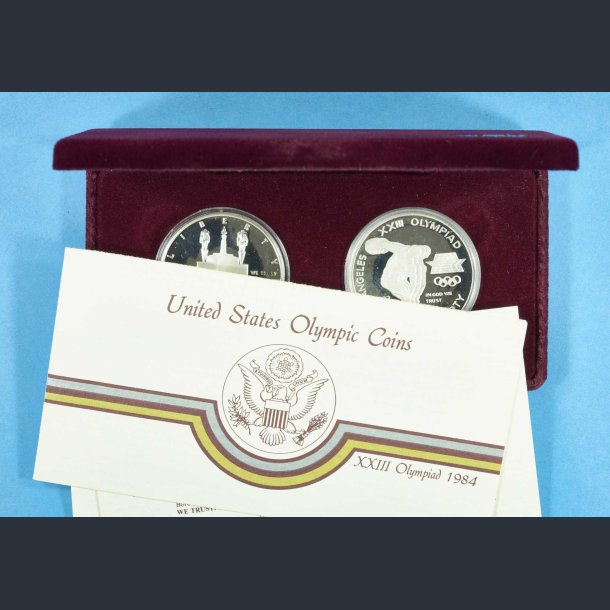 USA - 1984 United States Olympic Coins mntst m. 2 slvdollars